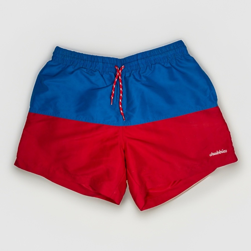 Chubbies Men's Swim Trunks Size M Red Blue 5.5" Board Shorts USA